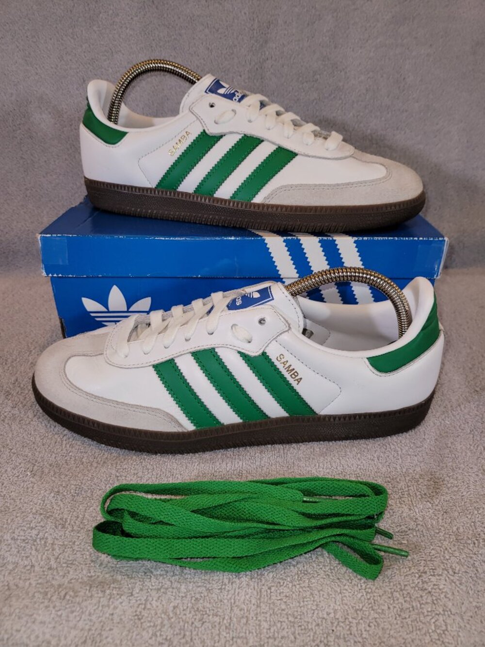 Adidas Originals Samba OG Men's Cloud White Green IG1024 Size 8 Sneakers (#2143)